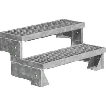 Schodiště Venkovní schody DOLLE GARDENTOP - Ocelový nášlap Zábradlí: Bez zábradlí, Šířka nášlapů: 100 cm, Výška podlaha - podlaha: 36 - 44 | 2 nášlapy