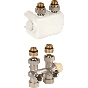 Ventil Honeywell Resideo regulační a uzavírací šroubení Therafix (H-blok) přímé/rohové (univerzální) s termostatickým ventilem, připojení 3/4", bílá, V2474EDWSY015