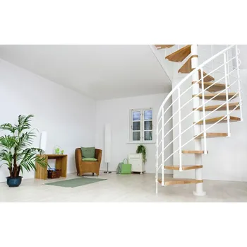 Schodiště DOLLE OSLO Barva: Bílá (RAL 9016), Počet nášlapů: 12+podesta (273-305,5cm), Průměr: 120 cm