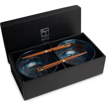 Sada nádobí EDO Japan Souprava Japonských mís na Udon s hůlkami - styl Uzu - 17 cm