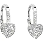 Stříbrné náušnice visací se zirkonem bílé srdce 11189.1