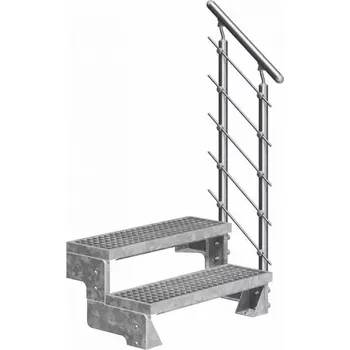 Venkovní schody DOLLE GARDENTOP - Ocelový nášlap Zábradlí: Jednostranné Prova zábradlí, Šířka nášlapů: 80 cm, Výška podlaha - podlaha: 36 - 44 | 2 nášlapy