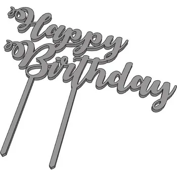 Happy Birthday č.5 - plastový zápich - Modrá