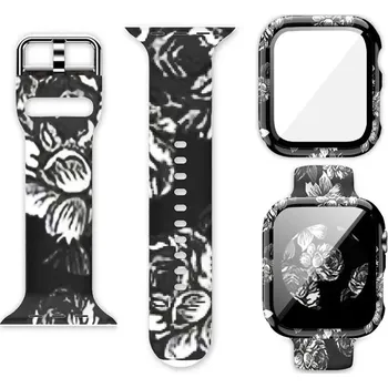 Řemínek na hodinky Řemínek + ochranné pouzdro s tvrzeným sklem pro Apple Watch barevné 42mm Barvy: Černá růže