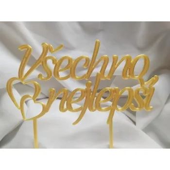 Všechno nejlepší č.2- plastový zápich - Klasická zlatá