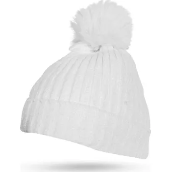 Čepice Hrubá zimní čepice s bambulí - bílá