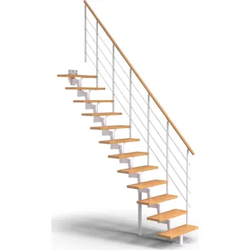 Schodiště DOLLE BOSTON, Dub Barva: Bílá (RAL 9016), Vedení schodů: Rovný běh, Výška podlaha - podlaha: 247 - 325 cm | 12 nášlapů