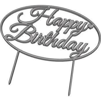 Happy Birthday č.6 - plastový zápich - Klasická zlatá