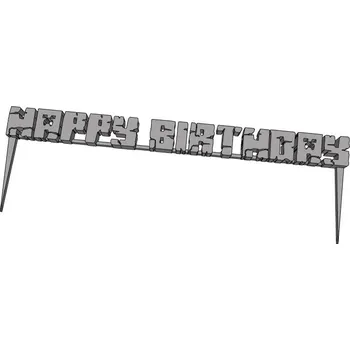 Happy Birthday Minecraft - plastový zápich - Měděná