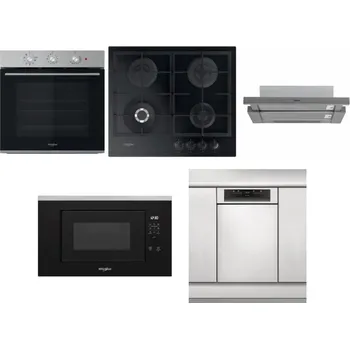 Set domácích spotřebičů WHIRLPOOL OMK38HU0X + WHIRLPOOL GOFL 629/NB1 + WHIRLPOOL AKR 749/1 IX + WHIRLPOOL WMF200G + WHIRLPOOL WSBO 3O34 PF X