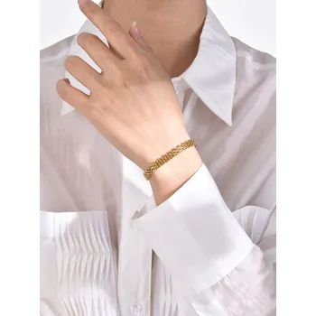 Náramek Steel Edge Dámský náramek z chirurgické oceli SEBR1433-18 Barva: Zlatá