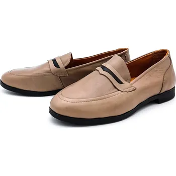 Dámské mokasíny Dámské kožené mokasíny 086-04760/A,B2 WILD béžové Barva: sv.hnědá, Velikost: 37