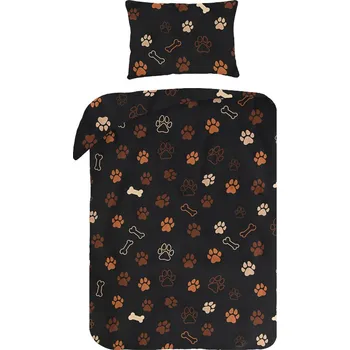 Povlečení XPOSE® Povlečení do postýlky TLAPIČKY - černé 100x135 cm, 40x60 cm, Bavlna + Prodloužená možnost vrácení zboží do 50 dnů