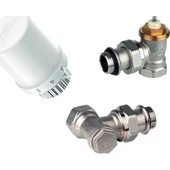Hlavice pro radiátor Honeywell Resideo termostatický set, termostatiská hlavice, termostatický ventil, šroubení, rohové, 1/2", VTL3030ES15