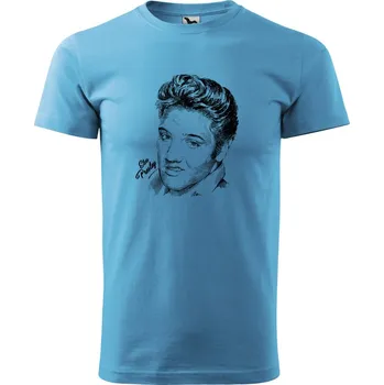 Pánská móda Tričko - Elvis Presley Barva: Tyrkysová (44), Velikost: XL, Střih: Pánské