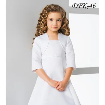 Dívčí šaty Dětské saténové svatební bolerko s 3/4 rukávem DFK-46 Barva: ivory, Vybraná velikost: velikost 158