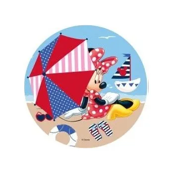 Jedlá dekorace na dort Jedlý papír - Mickey a Minnie na pláži (loďka)