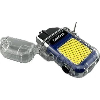 Plazmový nabíjecí voděodolný větruodolný elektrický zapalovač s LED světlem v dárkové krabičce - průhledný modrý