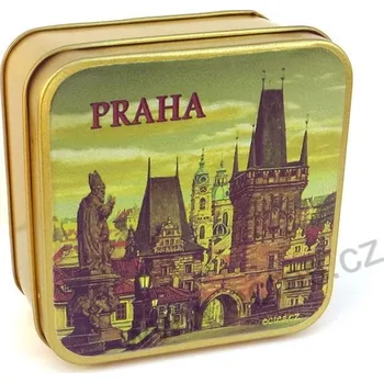 Dóza na potraviny PRAHA KARLŮV MOST plechová dóza 7418/40 VKM2 Malostranské mostecké věže a socha sv. Vojtěcha