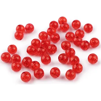 Korálek Plastové korálky kraklované Ø8 mm 30g Barva: červená