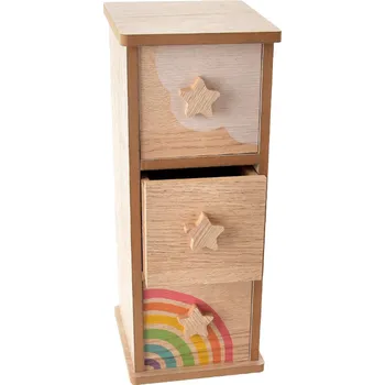 Úložný box Box dřevo RAINBOW 3 šuplíky 12x10x27cm