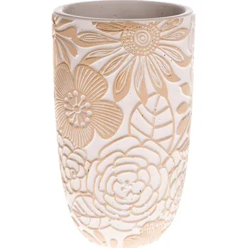 Váza Casa de Engel Betonová váza s dekorem květin, béžová