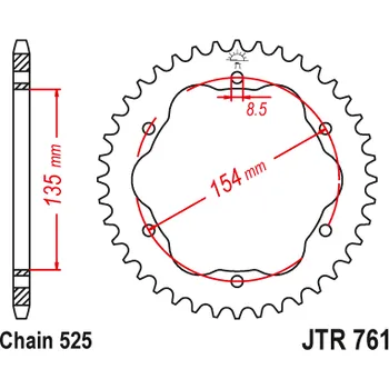Řetězová sada pro motocykl Řetězová rozeta JT JTR 761-41 41 zubů, 525
