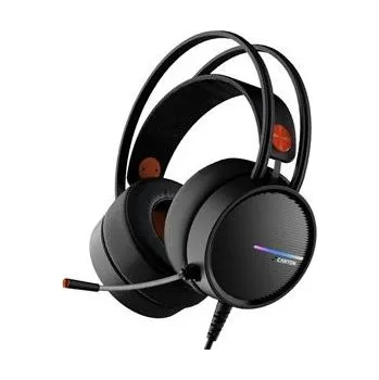 Sluchátka CANYON Herní headset Interceptor GH-8A, LED, PC/PS4/Xbox, Deep bass, kabel 2m, USB+2x3,5F TRS jack + rozbočovač