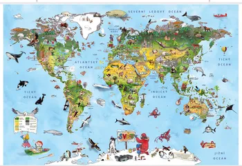 Ilustrovaná mapa světa pro malé cestovatele - Kartografie PRAHA (2023, s lištami)
