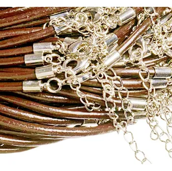 Kožená šňůrka se zapínáním, světlehnědá, 2 mm