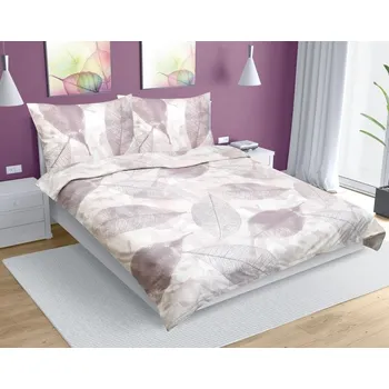 Povlečení Bellatex Povlečení bavlněné na dvoudeku béžový list 1 ks 180x220, 2 ks 70x90 cm