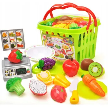 Hra na obchod Luxma 686 dětský nákupní košík s váhou ovoce a zelenina