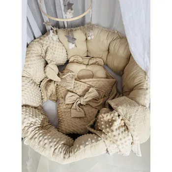 Hnízdečko pro miminko MIMOUŠEK 5-dílný set do kulaté postýlky písek