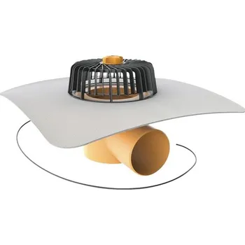 kanalizace Vodorovná vyhřívaná střešní vpust TOPWET s integrovanou PVC manžetou, DN 75