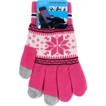 Rukavice na mobilní telefon Snowflake růžové vel. M (dotykové rukavice na mobil)