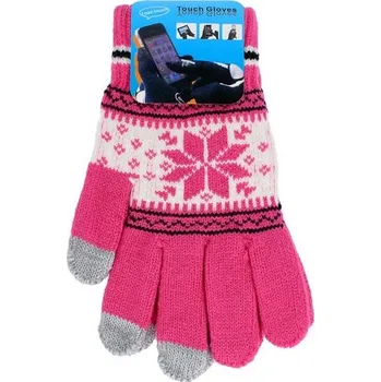 Rukavice Rukavice na mobilní telefon Snowflake růžové vel. M (dotykové rukavice na mobil)