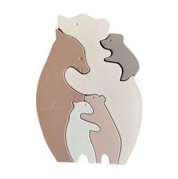 Hračka pro nejmenší PETÚ PETÚ Lucca Silikonové Puzzle Bear Rose mix Petú Petú