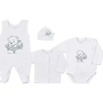 Dětská móda KOALA Sleeping Bear 4dílná kojenecká souprava bílá
