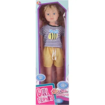 Girl Friends Chodící panenka 80 cm, blondýnka v pruhovaném tričku