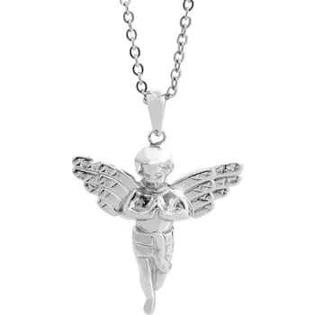 Módní doplněk Stříbrný náhrdelník modlící se andělíček bez krystalů (Stříbro 925/1000)