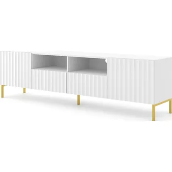 Televizní stolek ARTBm Tv stolek WAVE 200 | 2D2S Provedení: Bílý mat / zlaté nohy