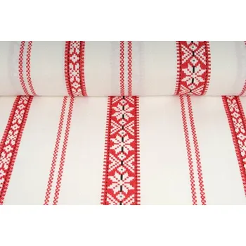 Plátno bavlněné, norský vzor - červený, metráž, látky