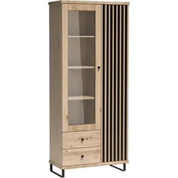 Šatní skříň Vitrína CALI C-2 na kovových nožičkách, dub artisan / černá 86