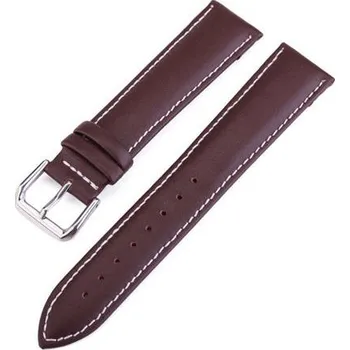 Příslušenství k chytrým hodinkám Deveroux Kožený řemínek - hnědá s bílým prošíváním - 20 mm