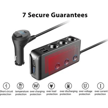 USB hub ROZBOČOVAČ AUTOZÁSUVKY 3x12V/24V | 4xUSB A | 1xUSB C