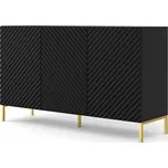 ARTBm Komoda SURF 150 | 3D Provedení: Černý mat / zlaté nohy