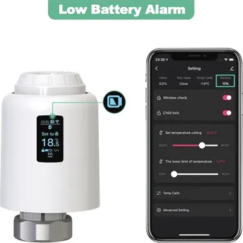 Hlavice pro radiátor TUYA Wi-Fi termostatická hlavice na topení pro: Smart Home Amazon Alexa Smart Life a Google Assistent