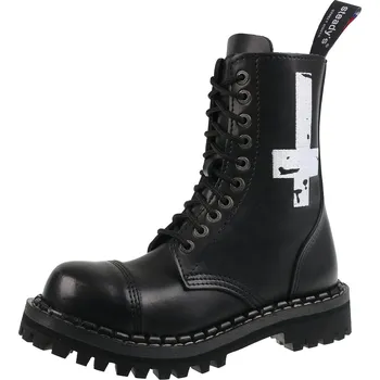 Pánská zimní obuv boty kožené unisex - 10 dírkové - STEADY´S - STE/10/H_Cross White - 40