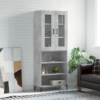 Příborník do zásuvky vidaXL Skříň highboard 69,5 x 34 x 180 cm kompozitní dřevo [3198725] Barva: Betonová šedá