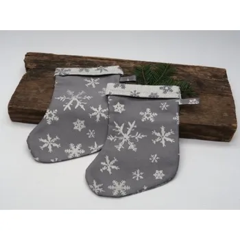 Vánoční dekorace Vánoční botička malá - šedá, Varianta vločka - líc tmavá